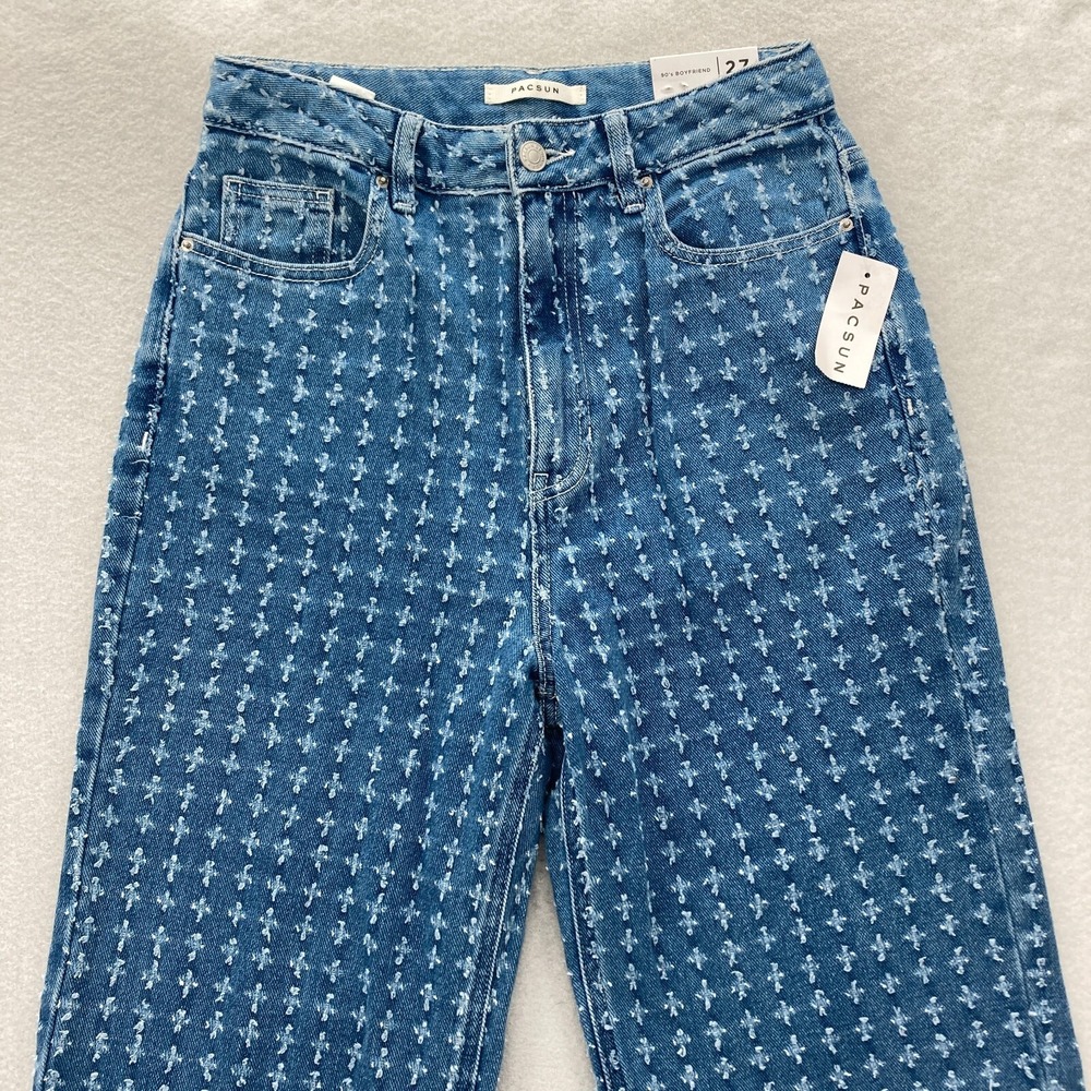 PacSun 90's Boyfriend Jeans Women's 27 Blue Distressed Denim Straight Leg Y2K - Picture 2 of 14